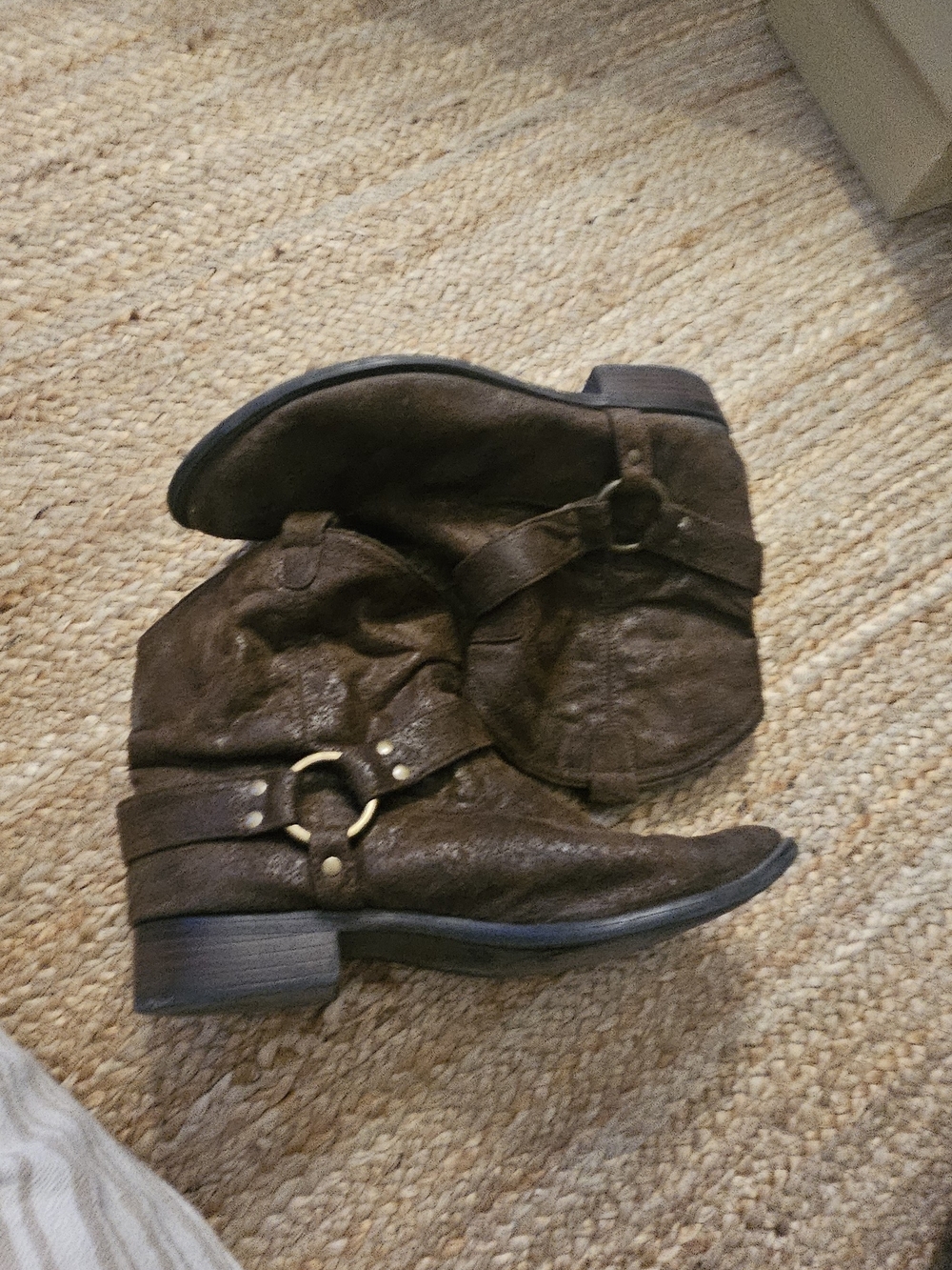 Women's Brown Casual Harness Ankle Boots